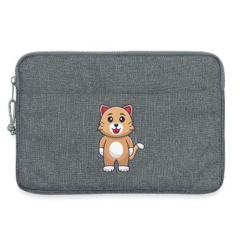 Chat de dessin animé - Sacoche pour ordinateur portable 13 pouces - gris chiné - Devant
