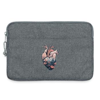 Anatomisches Herz mit Bergen und Blumen - Laptoptasche 13" - Grau meliert - Vorne