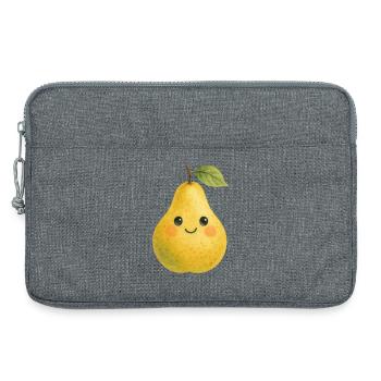 Gelbe Birne mit Gesicht Aquarell Frucht Baby Kind  - Laptoptasche 13" - Grau meliert - Vorne