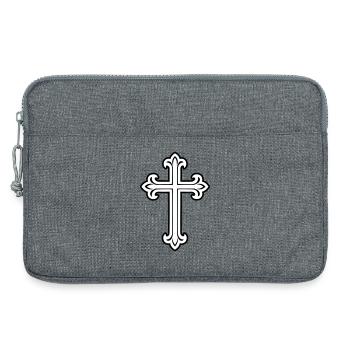 Symbole de croix chrétien - Sacoche pour ordinateur portable 13 pouces - gris chiné - Devant