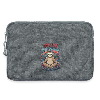 Take It Slow Sloth Zen - Laptoptasche 13" - Grau meliert - Vorne
