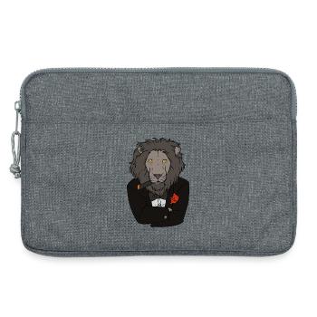 Löwe im Smoking mit Rose / Lustiges Design - Laptoptasche 13" - Grau meliert - Vorne