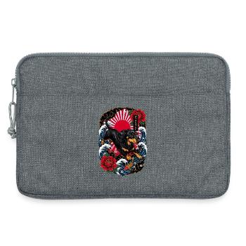 Dackel im japanischen Irezumi Tattoo Stil - Laptoptasche 13" - Grau meliert - Vorne