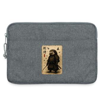 Igel-Samurai auf Pergament - Laptoptasche 13" - Grau meliert - Vorne