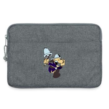 Dessin animé de crieur drôle avec une cloche - Sacoche pour ordinateur portable 13 pouces - gris chiné - Devant