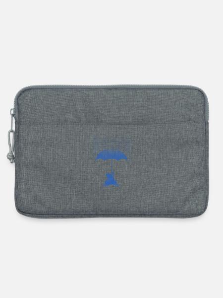 Frosch mit Regenschirm im Regen - Laptoptasche 13" - Grau meliert