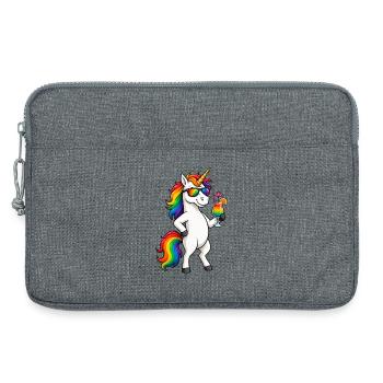 Cooles Einhorn mit Cocktail - Laptoptasche 13" - Grau meliert - Vorne