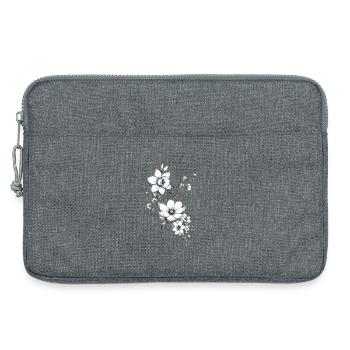 Schwarz-weiße lineare Blüten - Laptoptasche 13" - Grau meliert - Vorne