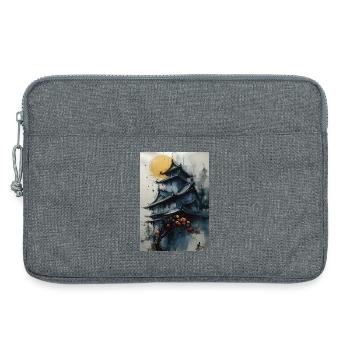 Pagode unter dem Mond in Aquarell - Laptoptasche 13" - Grau meliert - Vorne