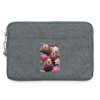 Three beavers among the water lilies - Laptop bag 13" - heather grey - Front