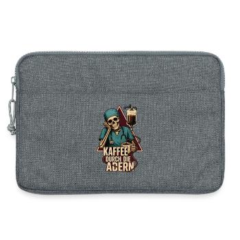 Kaffee Durch Die Adern – Pflegekraft Skelett - Laptoptasche 13" - Grau meliert - Vorne