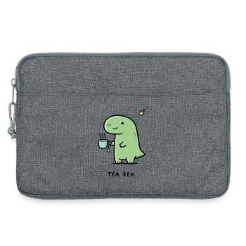 Kleiner Dino mit Kaffee - Laptoptasche 13" - Grau meliert - Vorne