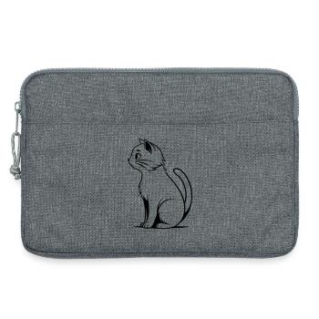 Schwarze Katze - Laptoptasche 13" - Grau meliert - Vorne