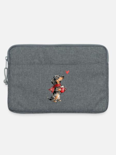 Dackel Weihnachten Kakao Geschenk Hundeliebhaber - Laptoptasche 13" - Grau meliert