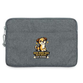 Hundebesitzer T-Shirt lustiger Spruch Hund Geschen - Laptoptasche 13" - Grau meliert - Vorne