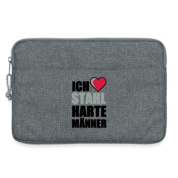 Stahlharte Männer Geschenk - Laptoptasche 13" - Grau meliert - Vorne
