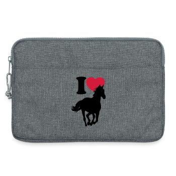 I love horses - J'adore les chevaux - Sacoche pour ordinateur portable 13 pouces - gris chiné - Devant
