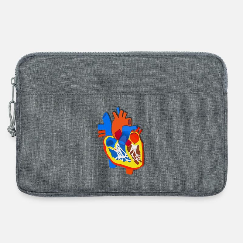 Farbige Herz-Anatomie Illustration - Laptoptasche 13" - Grau meliert