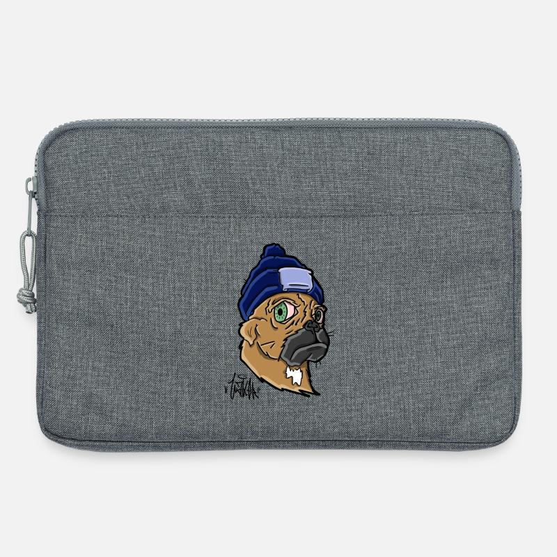 Hund mit Beanie - Laptoptasche 13" - Grau meliert
