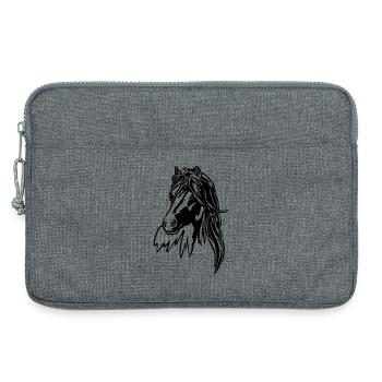 Tête de cheval - Sacoche pour ordinateur portable 13 pouces - gris chiné - Devant