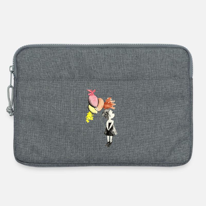 Ballonmädchen Aquarellfarben - Laptoptasche 13" - Grau meliert