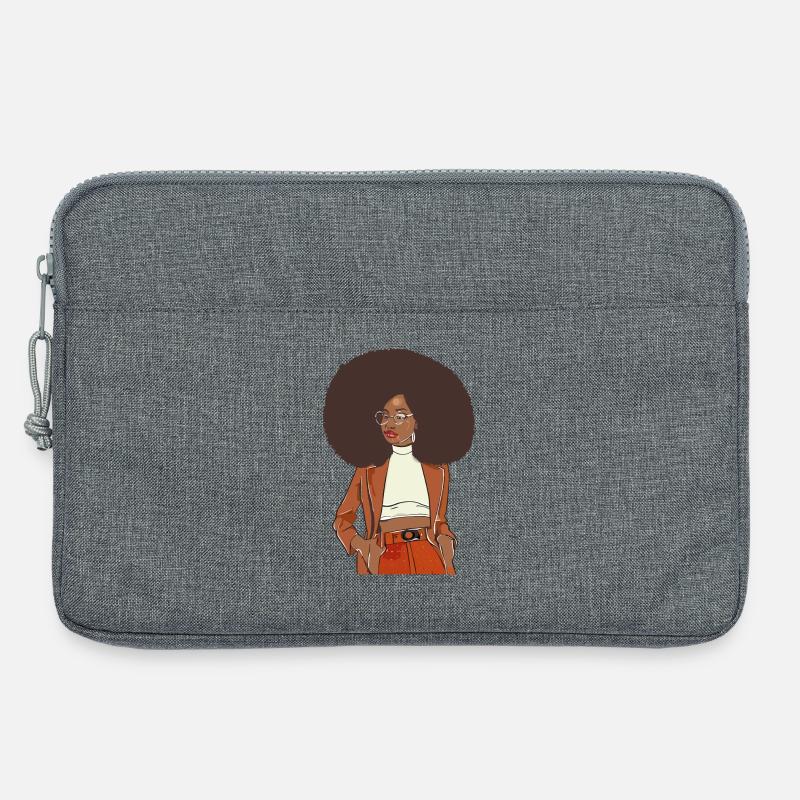 Afro-Chic mit orangefarbenem Blazer - Laptoptasche 13" - Grau meliert