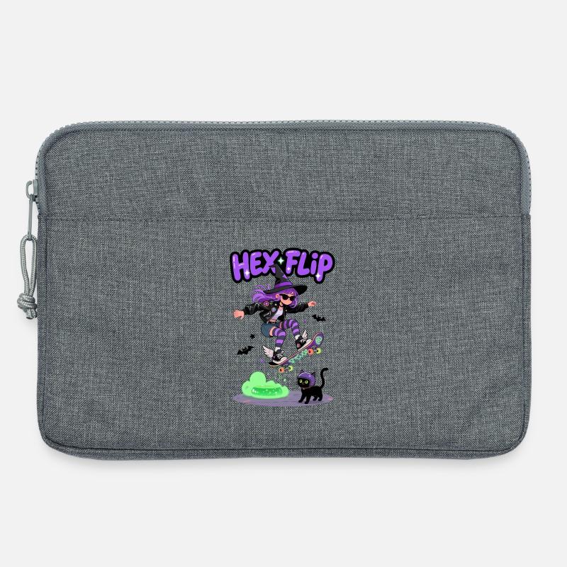 Hex Flip Witch Skateboard Design - Laptoptasche 13" - Grau meliert