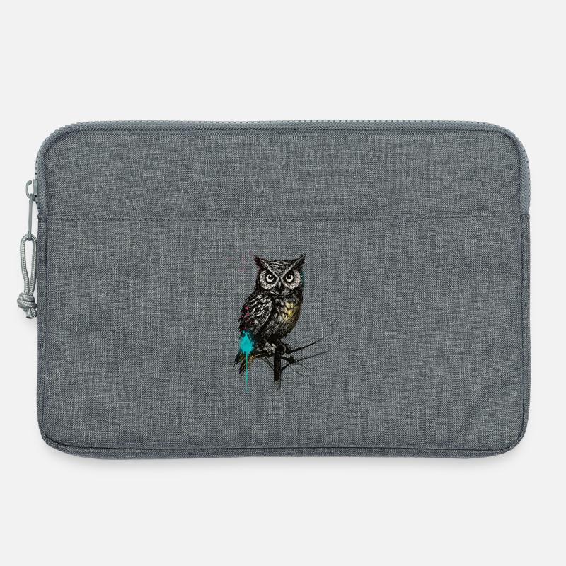 NachtEule mit Farbspritzern - Laptoptasche 13" - Grau meliert