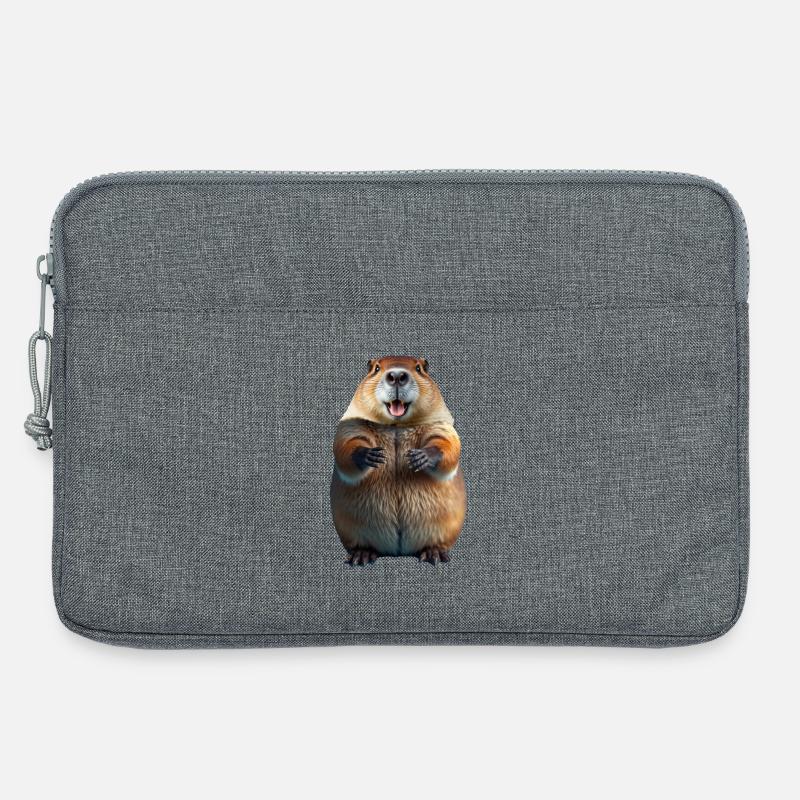 Beaver Smile Friendly 3D-Cartoon - Laptoptasche 13" - Grau meliert