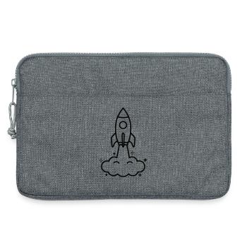 Rakete Wolken Kawaii Outline - Laptoptasche 13" - Grau meliert - Vorne