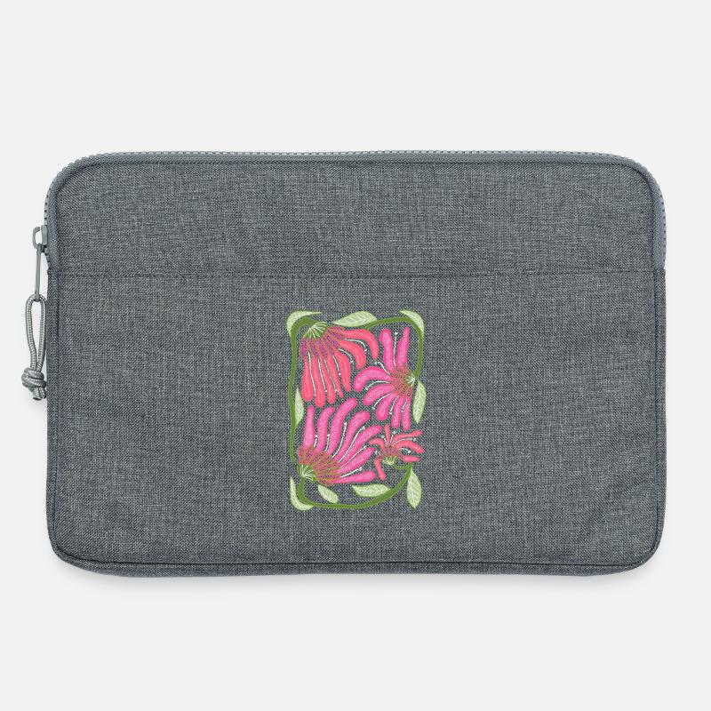 Rosa Boho-Blumen-Handzeichnungsdesign - Laptoptasche 13" - Grau meliert