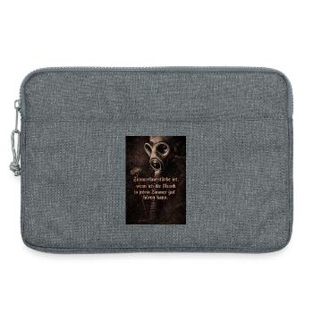 Gasmaske und Blume mit Spruch - Laptoptasche 13" - Grau meliert - Vorne