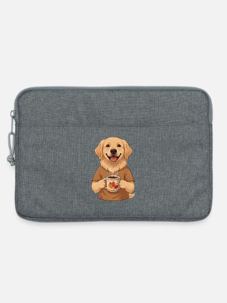 Golden Retriever Kaffee Herbst Hund Motiv - Laptoptasche 13" - Grau meliert