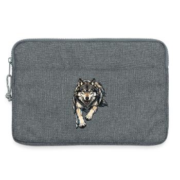 Illustration de loup - Sacoche pour ordinateur portable 13 pouces - gris chiné - Devant