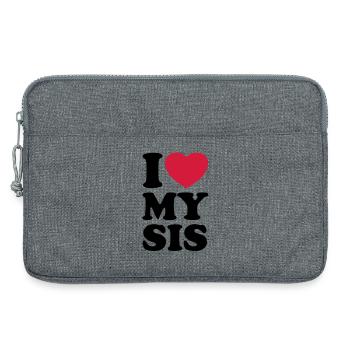 I love my sis - J'aime ma soeur - Sacoche pour ordinateur portable 13 pouces - gris chiné - Devant