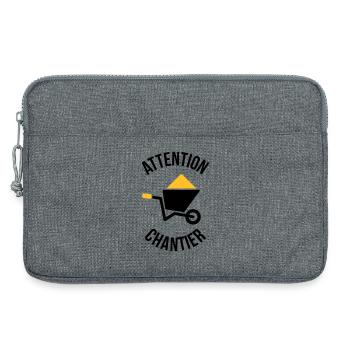 Attention Chantier - Sacoche pour ordinateur portable 13 pouces - gris chiné - Devant