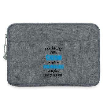 Cousin - Cousine - Famille - Naissance - Bébé - Laptop bag 13" - heather grey - Front