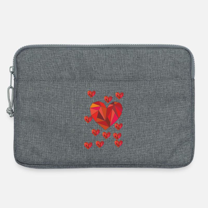 Geometric heart pattern in warm red - Laptop bag 13" - heather grey