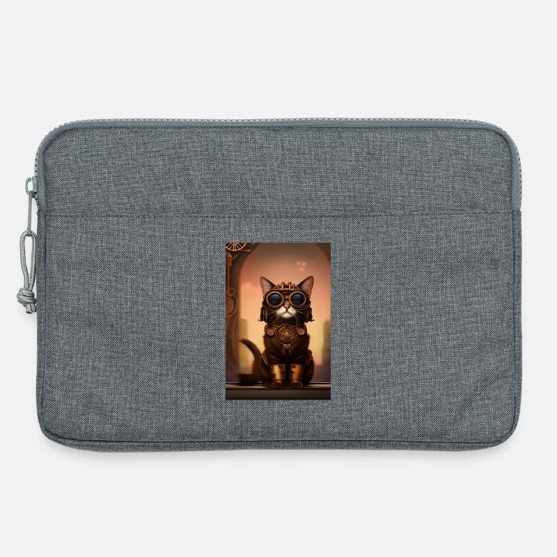 Katze Steampunk Style - Laptoptasche 13" - Grau meliert