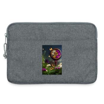 Flowers and butterfly - Laptop bag 13" - heather grey - Front