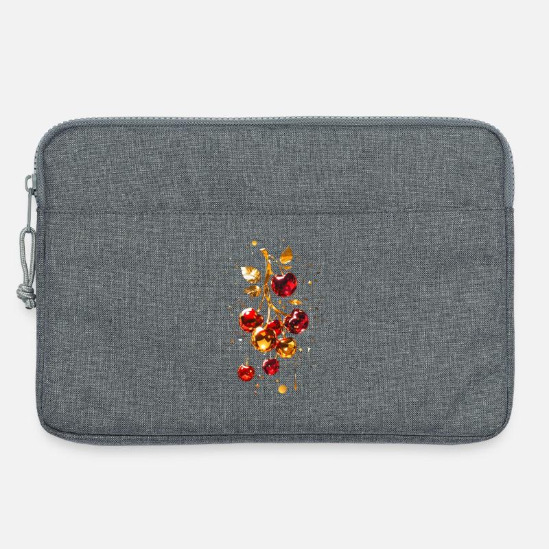 Kirschen mit Gold - Laptoptasche 13" - Grau meliert