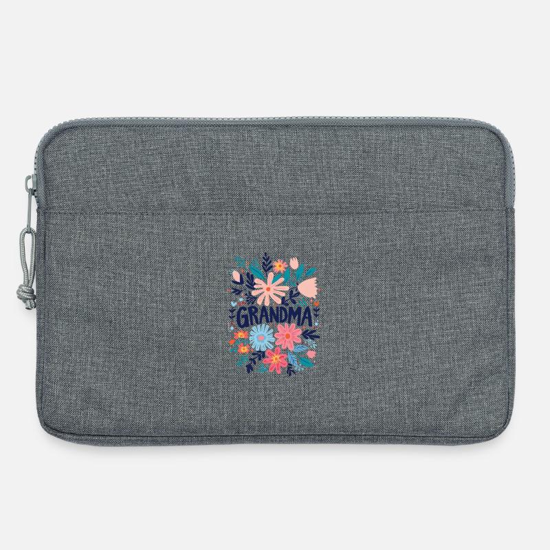 Oma Doodle Text mit bunten Blumen - Oma - Laptoptasche 13" - Grau meliert