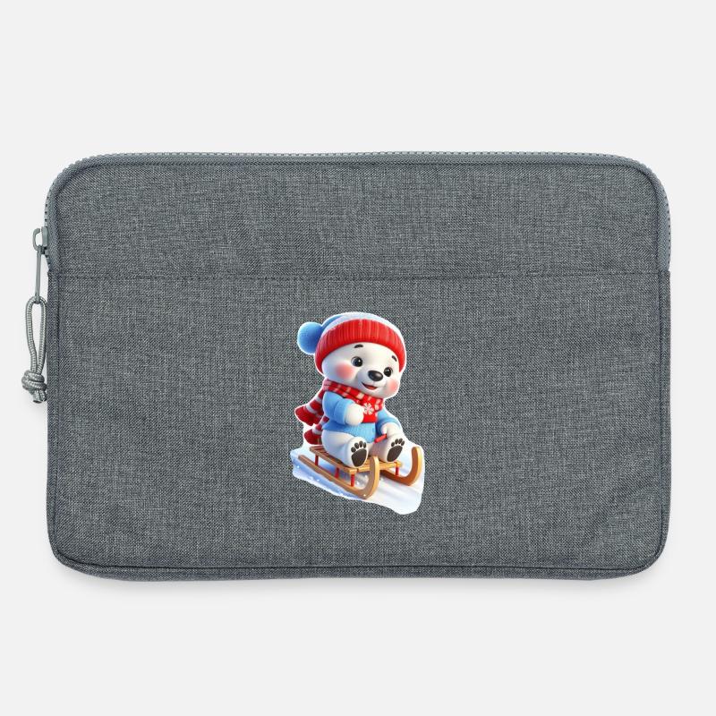 Winterbär auf Schlitten - Laptoptasche 13" - Grau meliert