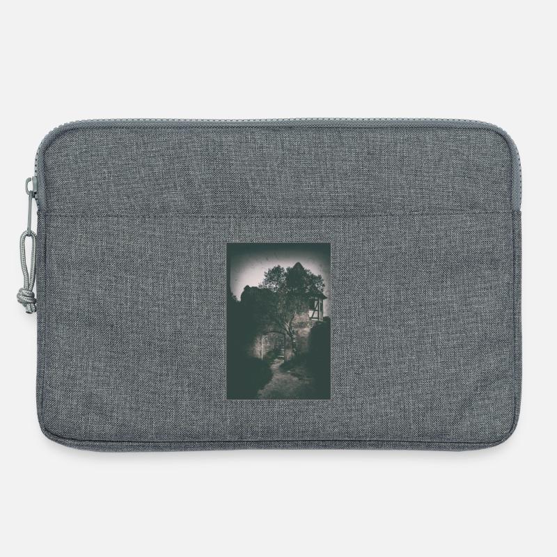 Nebelpfad vor altem Gemäuer - Laptoptasche 13" - Grau meliert