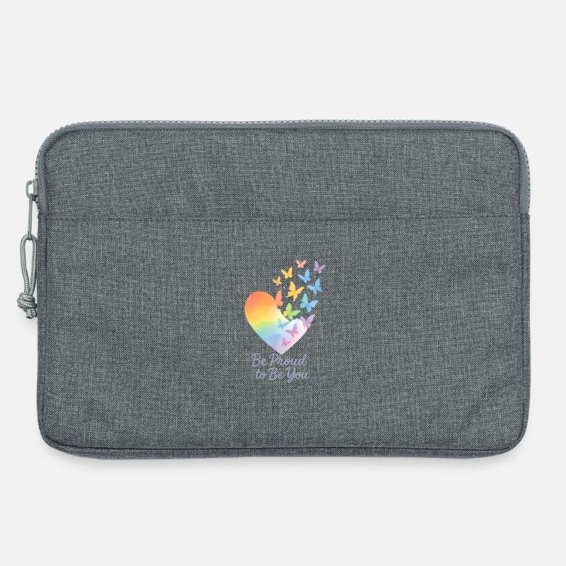 Be Proud to Be You – Regenbogen-Herz mit Message - Laptoptasche 13" - Grau meliert