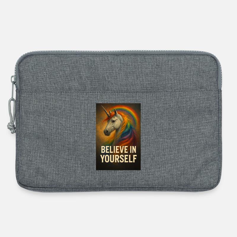 Glaub an dich selbst Einhorn Regenbogen - Laptoptasche 13" - Grau meliert