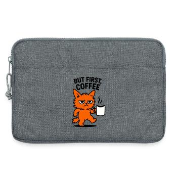But first coffee cat - Laptop bag 13" - heather grey - Front