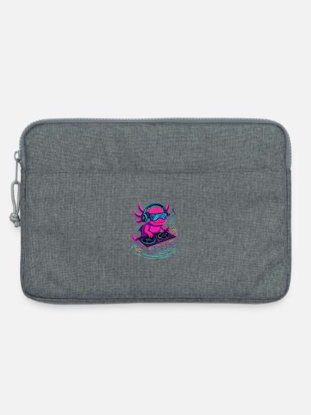 DJ-Axolotl mit Cyperpunk Vibe - Laptoptasche 13" - Grau meliert