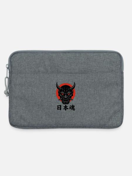 Samurai Oni Maske – Japanischer Geist - Laptoptasche 13" - Grau meliert