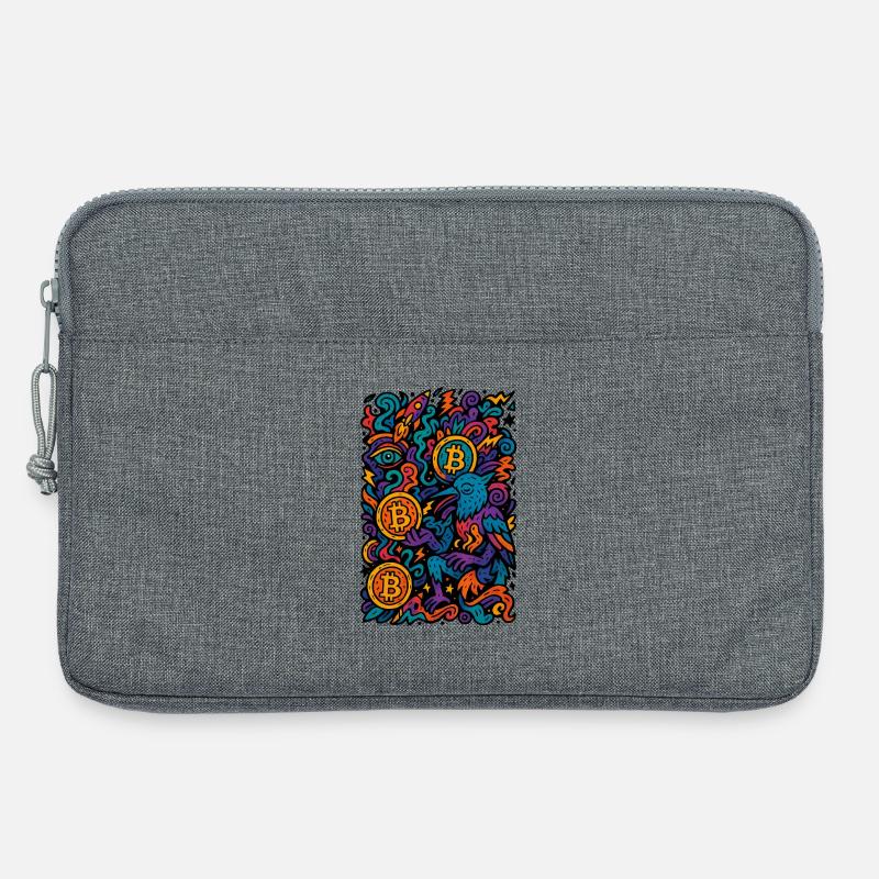 Bunte Digitale Kunst mit Bitcoin Motiven - Laptoptasche 13" - Grau meliert